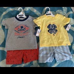 2 NEW Baby Boy Lucky Brand 12mths short sets